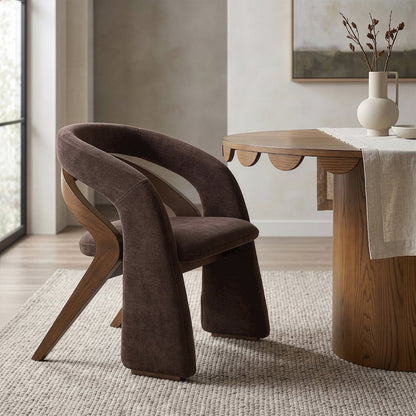 Riven Brown Performance Fabric Upholstered Dining Chair