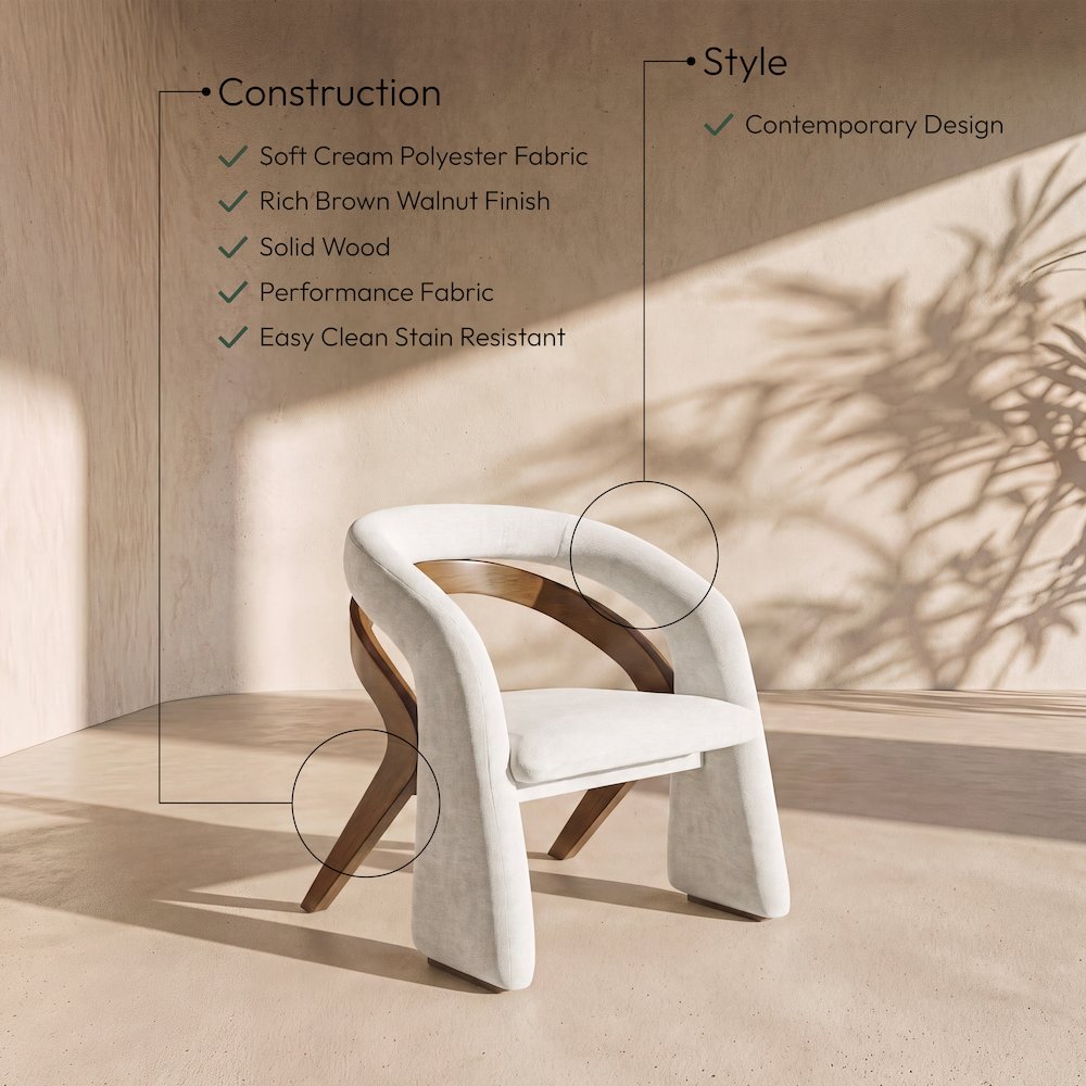 Riven Cream Performance Fabric Upholstered Dining Chair
