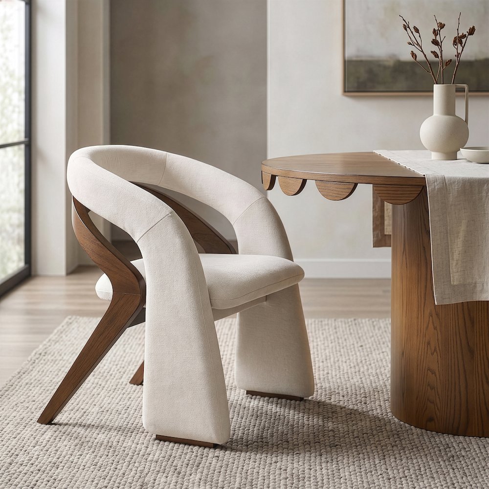 Riven Cream Performance Fabric Upholstered Dining Chair