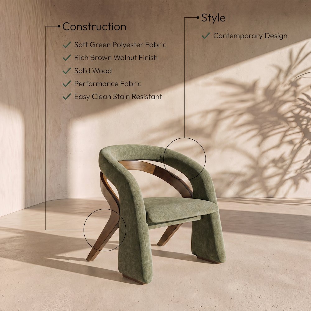 Riven Green Performance Fabric Upholstered Dining Chair