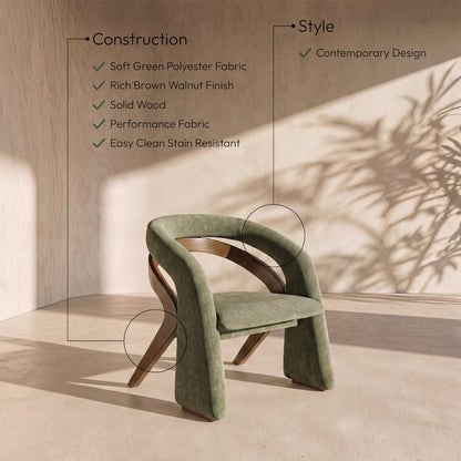 Riven Green Performance Fabric Upholstered Dining Chair