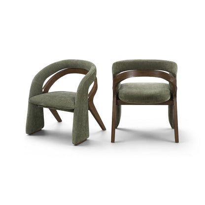 Riven Green Performance Fabric Upholstered Dining Chair