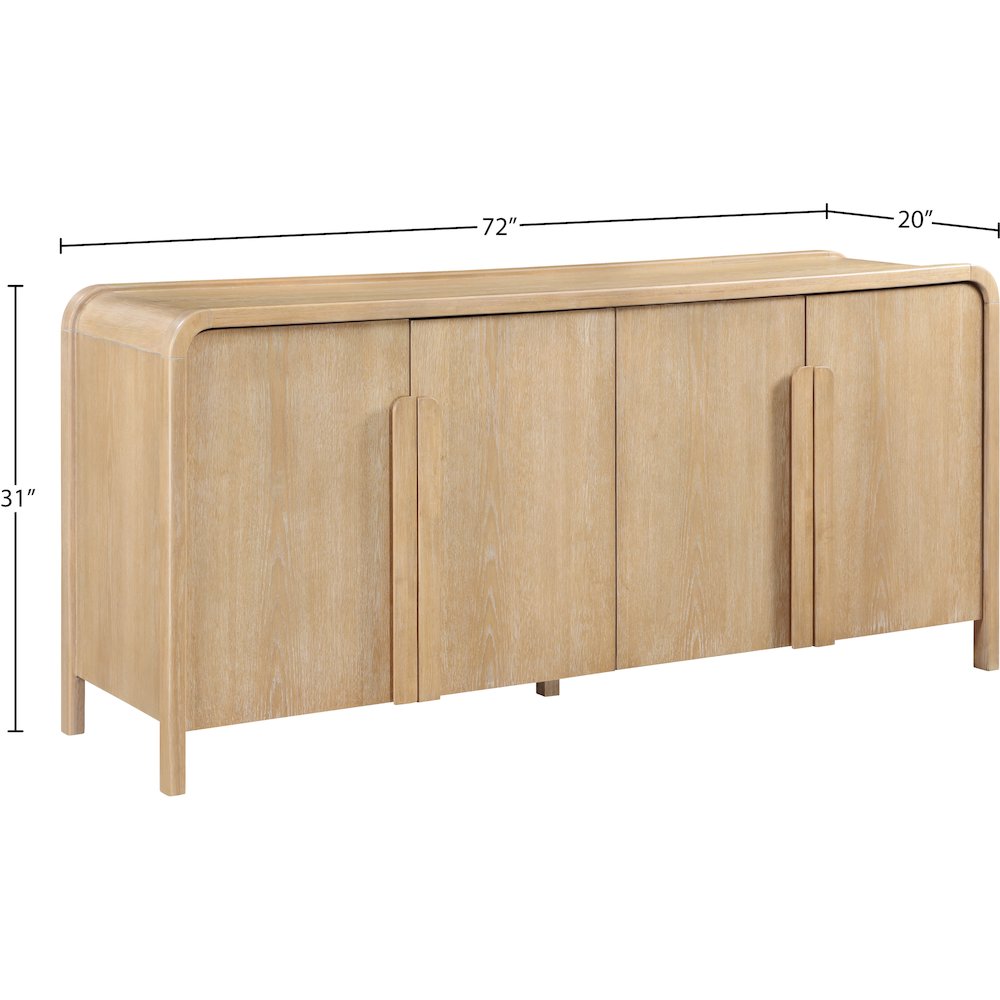 Harmony Natural Oak Veneer Rubberwood Sideboard/Buffet