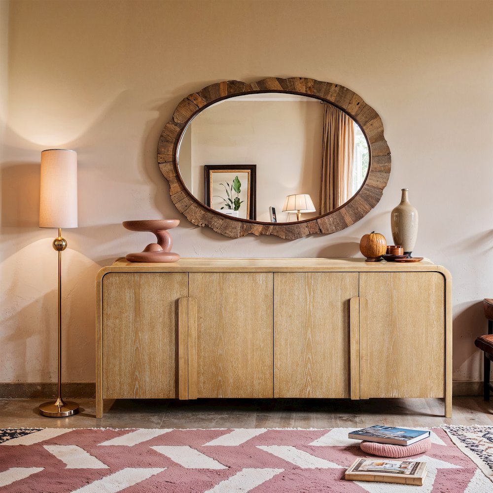 Harmony Natural Oak Veneer Rubberwood Sideboard/Buffet