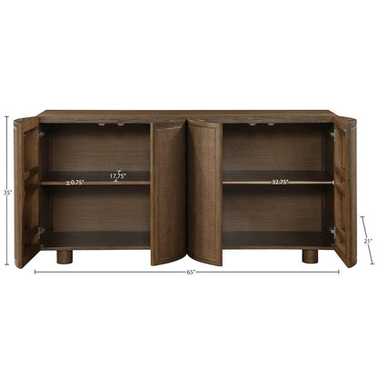 Norin Brown Solid Wood And Oak Veneer Sideboard/Buffet