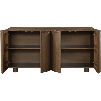 Norin Brown Solid Wood And Oak Veneer Sideboard/Buffet