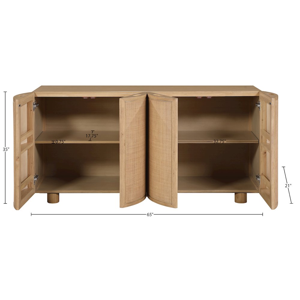 Norin Natural Solid Wood And Oak Veneer Sideboard/Buffet