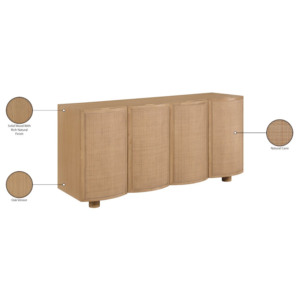 Norin Natural Solid Wood And Oak Veneer Sideboard/Buffet