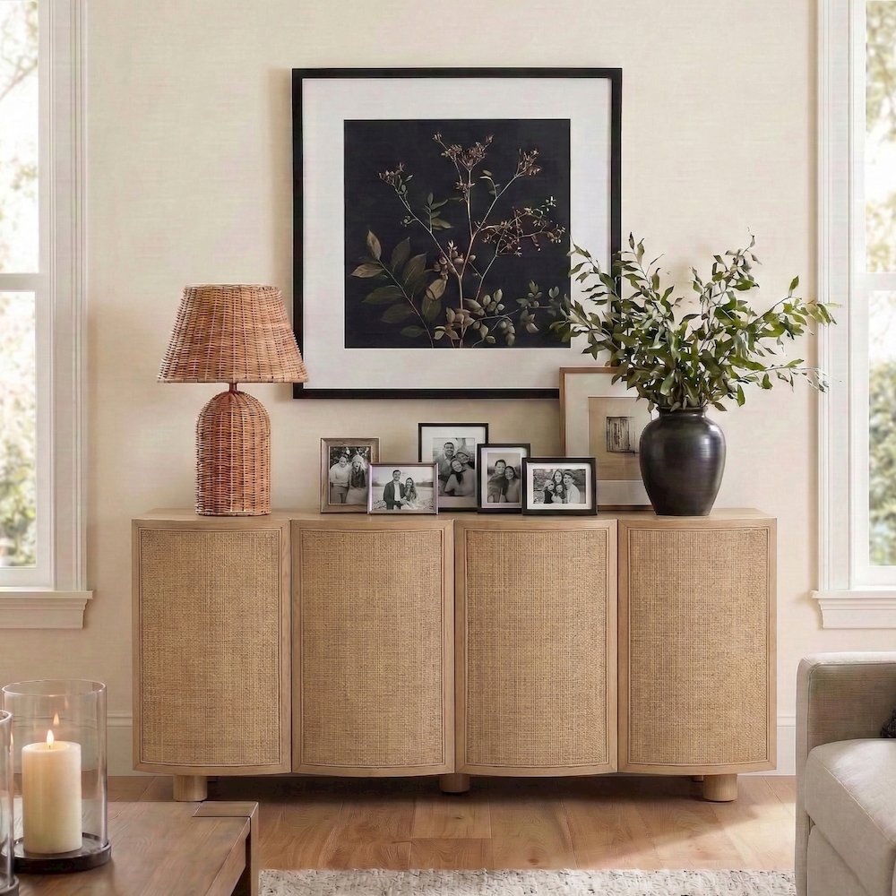 Norin Natural Solid Wood And Oak Veneer Sideboard/Buffet