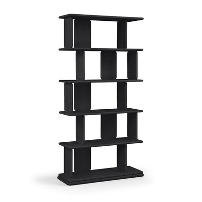 Nexa Black Solid Wood And Oak Veneer Bookcase
