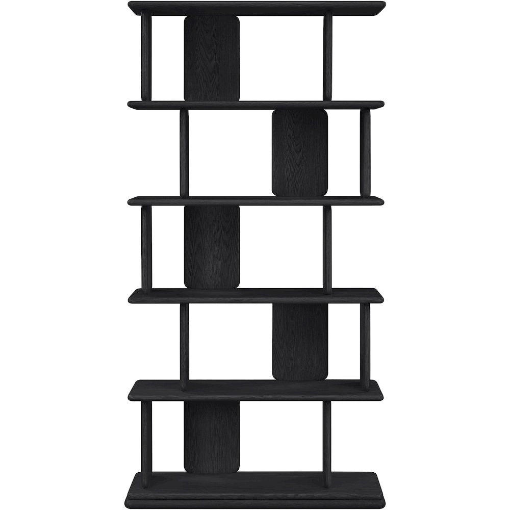 Nexa Black Solid Wood And Oak Veneer Bookcase