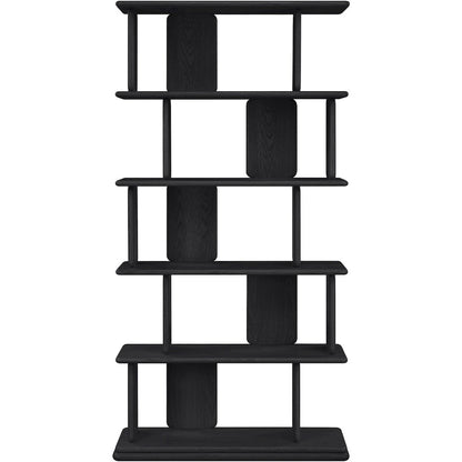 Nexa Black Solid Wood And Oak Veneer Bookcase