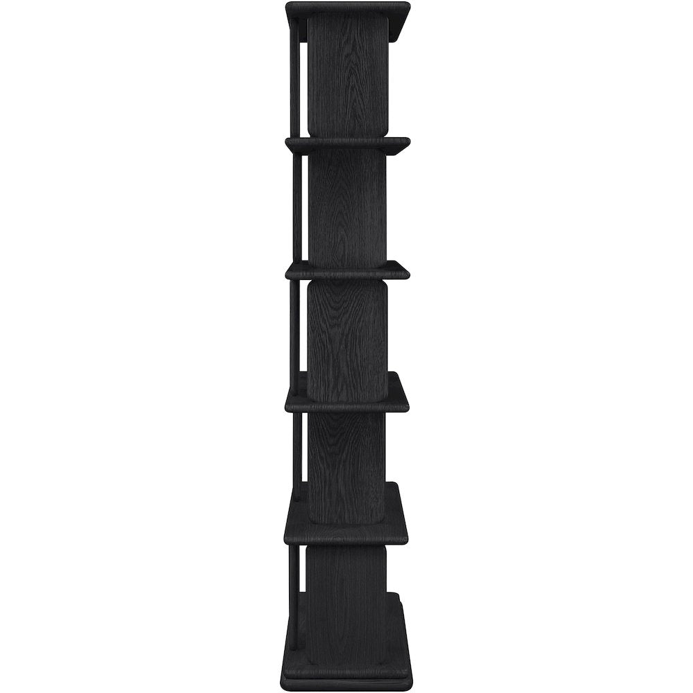Nexa Black Solid Wood And Oak Veneer Bookcase