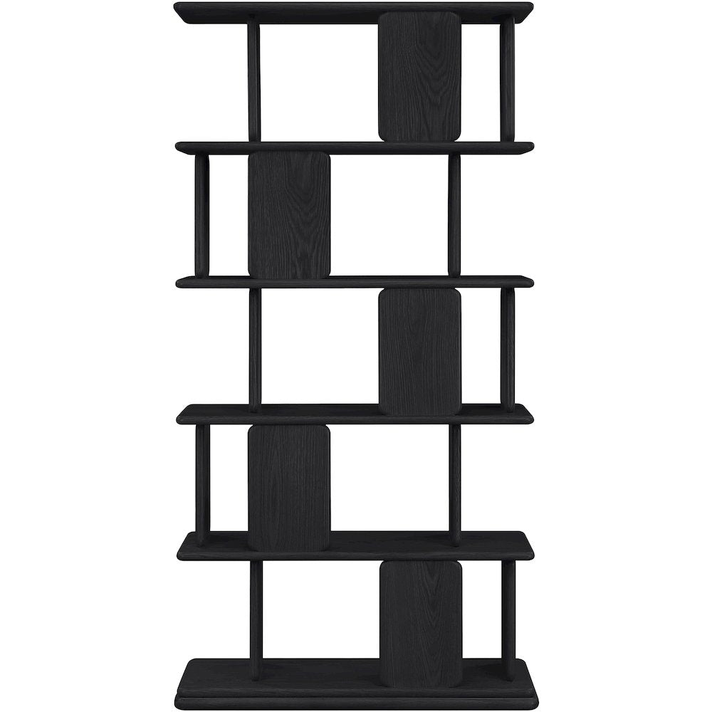 Nexa Black Solid Wood And Oak Veneer Bookcase