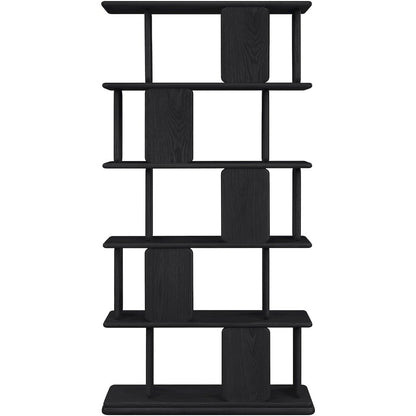 Nexa Black Solid Wood And Oak Veneer Bookcase