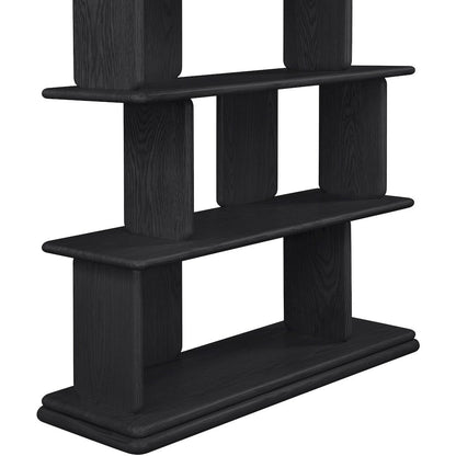 Nexa Black Solid Wood And Oak Veneer Bookcase
