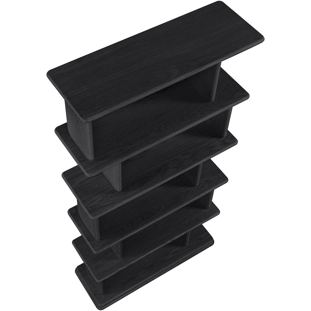 Nexa Black Solid Wood And Oak Veneer Bookcase