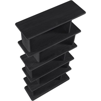 Nexa Black Solid Wood And Oak Veneer Bookcase
