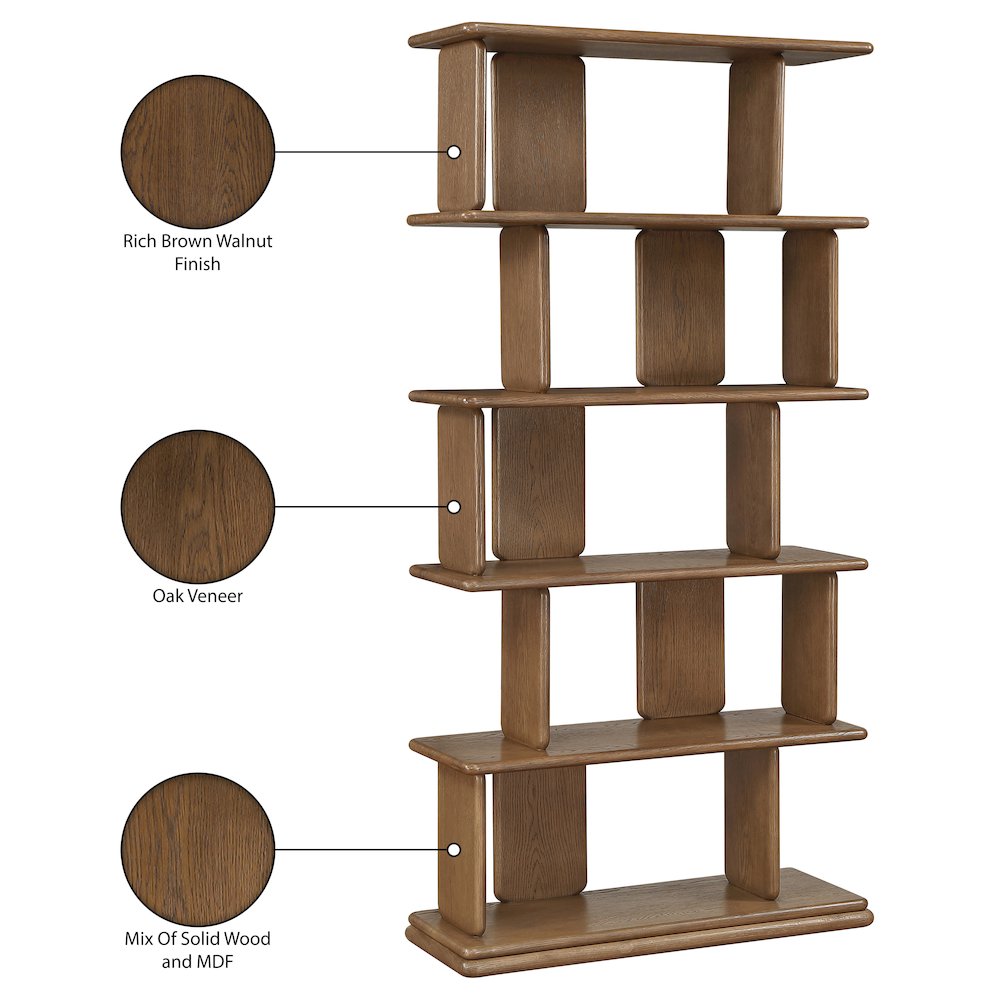 Nexa Brown Solid Wood And Oak Veneer Bookcase