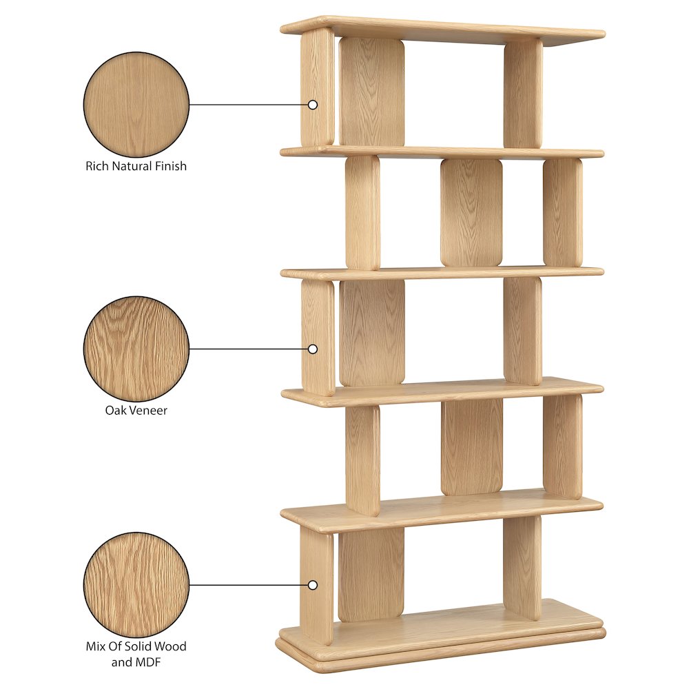 Nexa Natural Solid Wood And Oak Veneer Bookcase