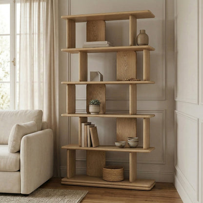 Nexa Natural Solid Wood And Oak Veneer Bookcase