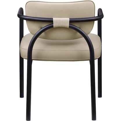 Serava Beige Vegan Leather Upholstered Dining Chair, Set of 2