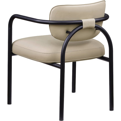 Serava Beige Vegan Leather Upholstered Dining Chair, Set of 2