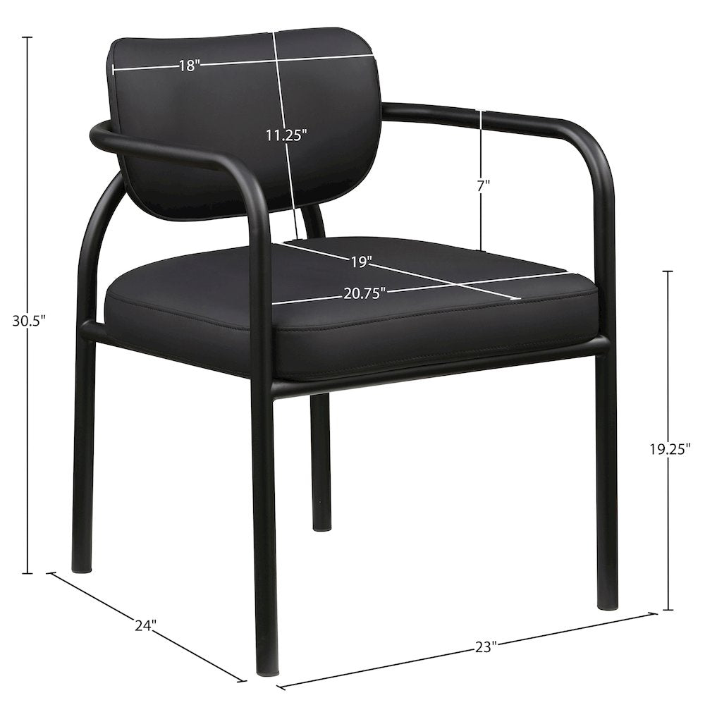 Serava Black Vegan Leather Upholstered Dining Chair, Set of 2