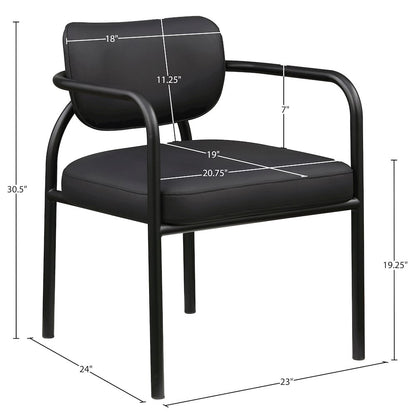Serava Black Vegan Leather Upholstered Dining Chair, Set of 2