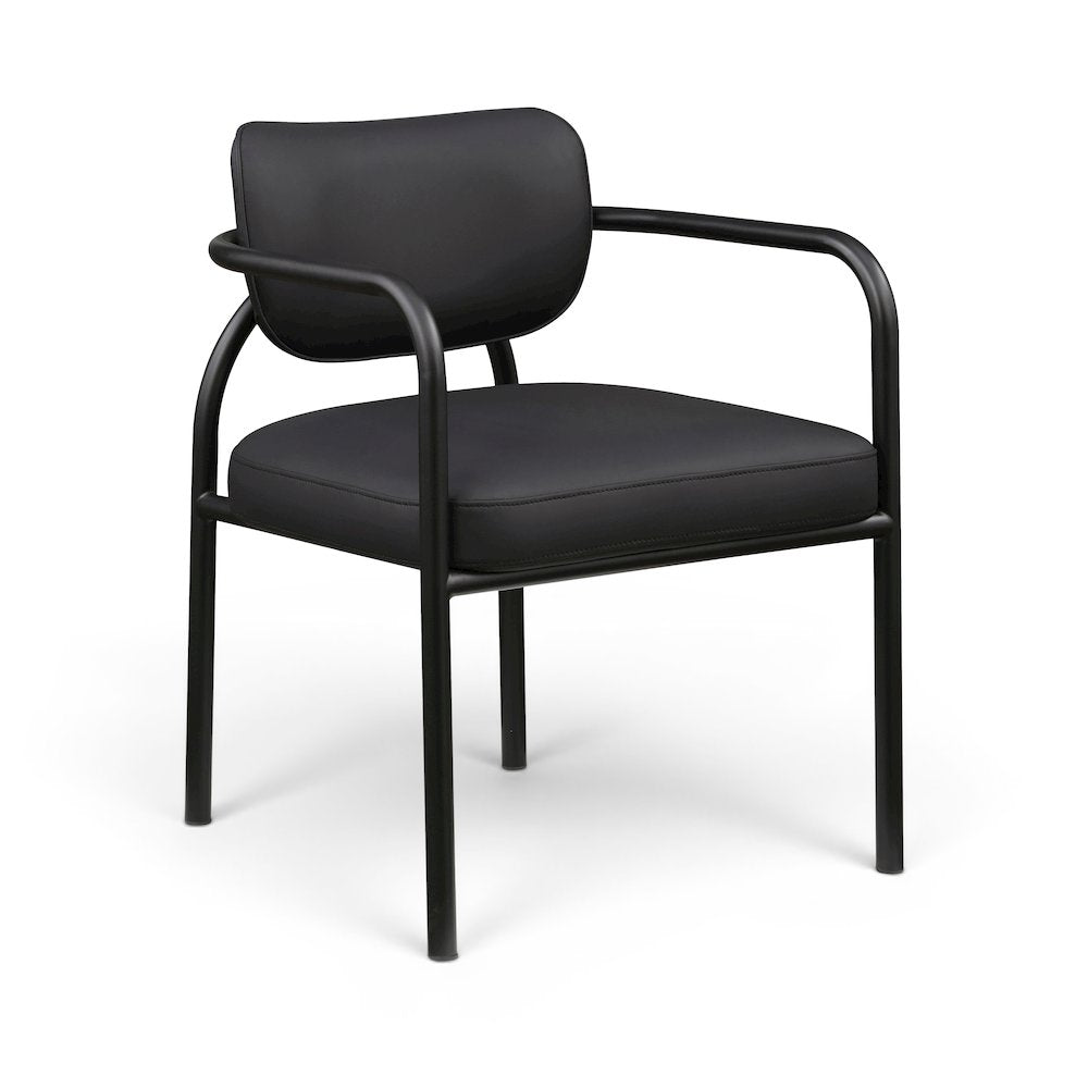Serava Black Vegan Leather Upholstered Dining Chair, Set of 2