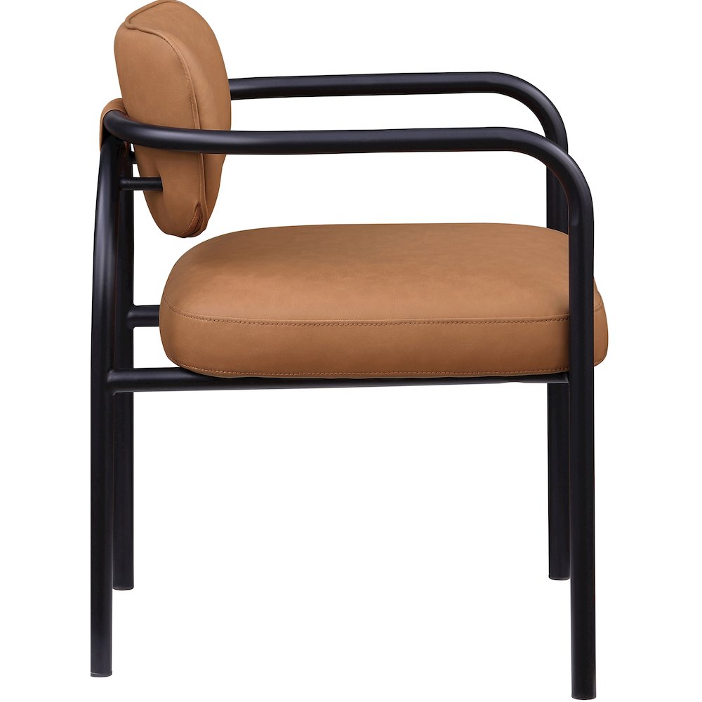 Serava Cognac Vegan Leather Upholstered Dining Chair, Set of 2