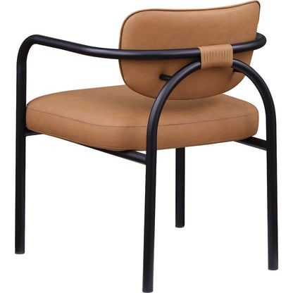 Serava Cognac Vegan Leather Upholstered Dining Chair, Set of 2