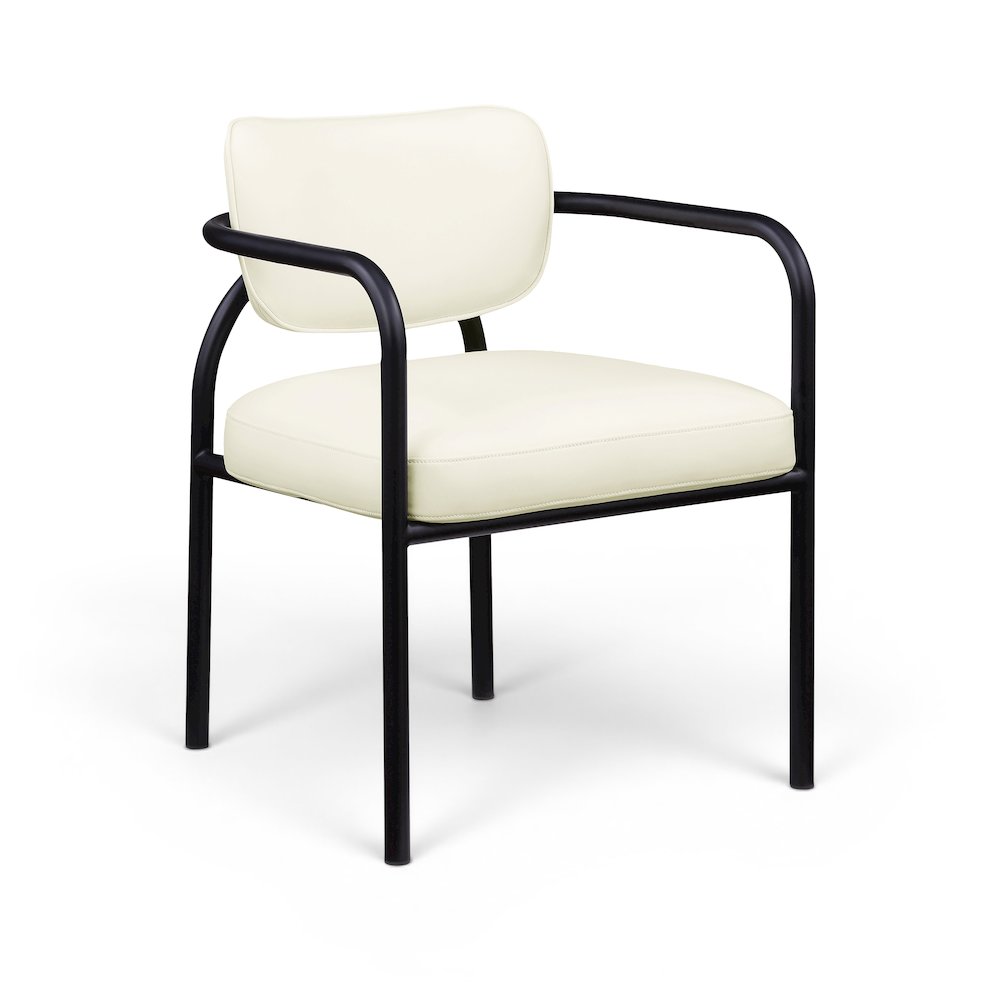Serava Cream Vegan Leather Upholstered Dining Chair, Set of 2
