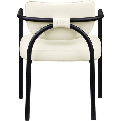 Serava Cream Vegan Leather Upholstered Dining Chair, Set of 2