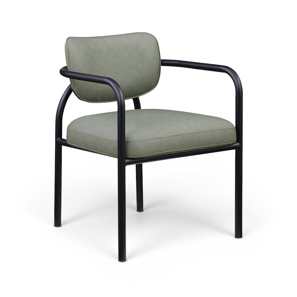 Serava Green Vegan Leather Upholstered Dining Chair, Set of 2