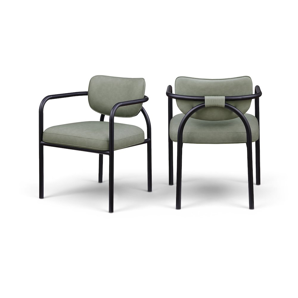 Serava Green Vegan Leather Upholstered Dining Chair, Set of 2