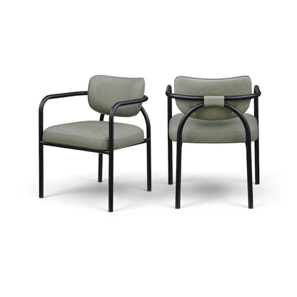 Serava Green Vegan Leather Upholstered Dining Chair, Set of 2