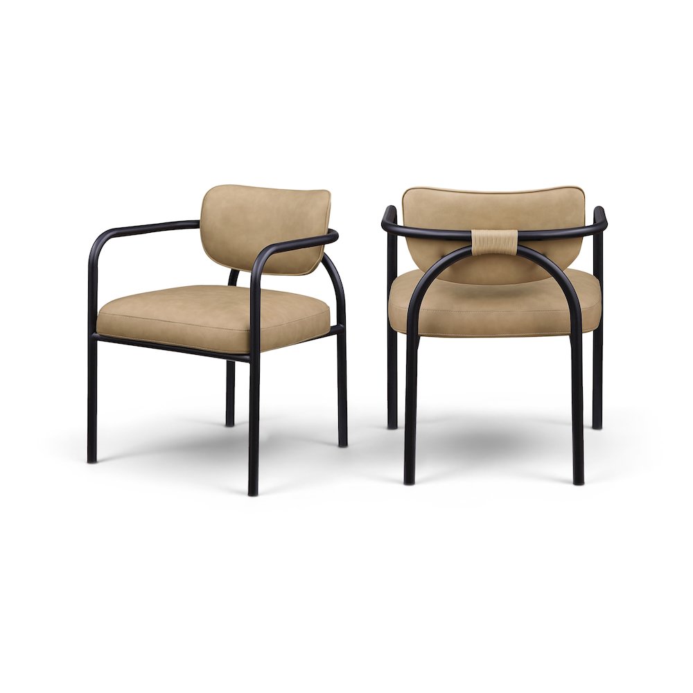 Serava Tan Vegan Leather Upholstered Dining Chair, Set of 2