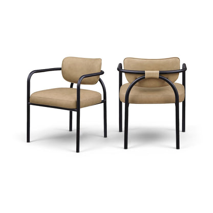 Serava Tan Vegan Leather Upholstered Dining Chair, Set of 2
