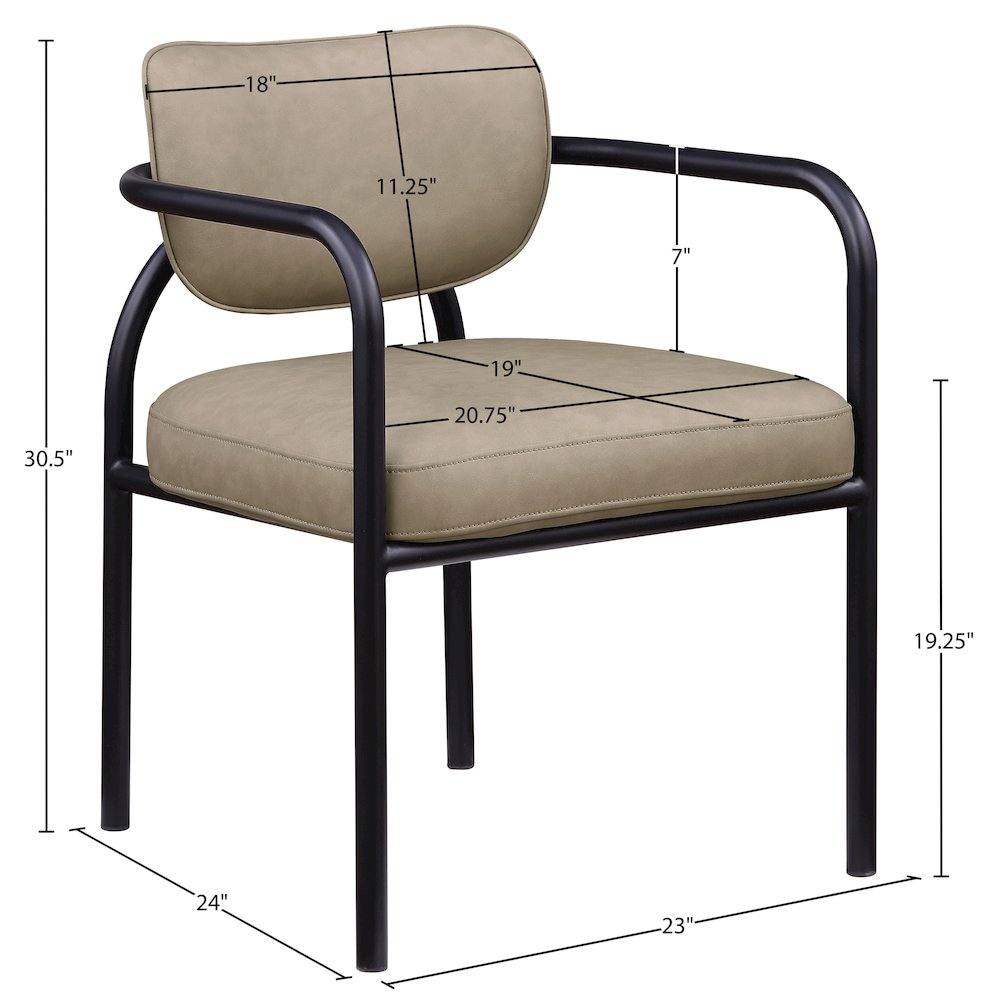 Serava Taupe Vegan Leather Upholstered Dining Chair, Set of 2