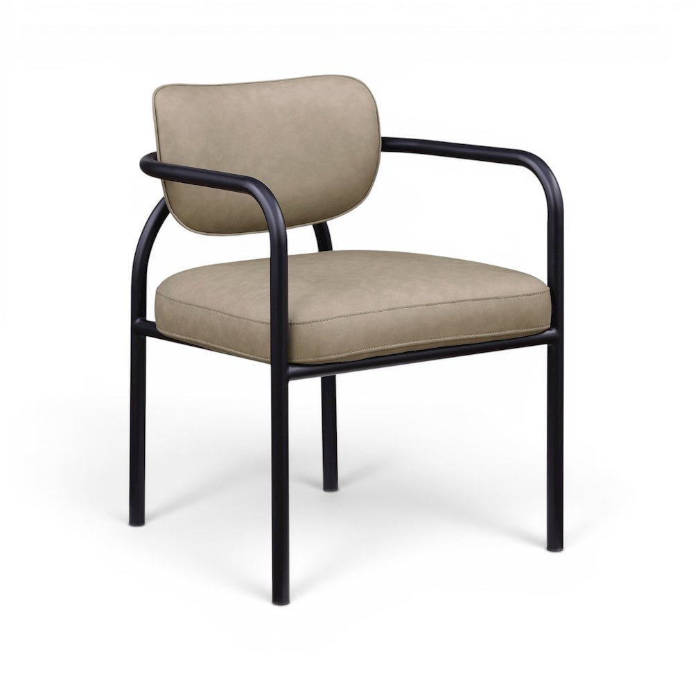 Serava Taupe Vegan Leather Upholstered Dining Chair, Set of 2