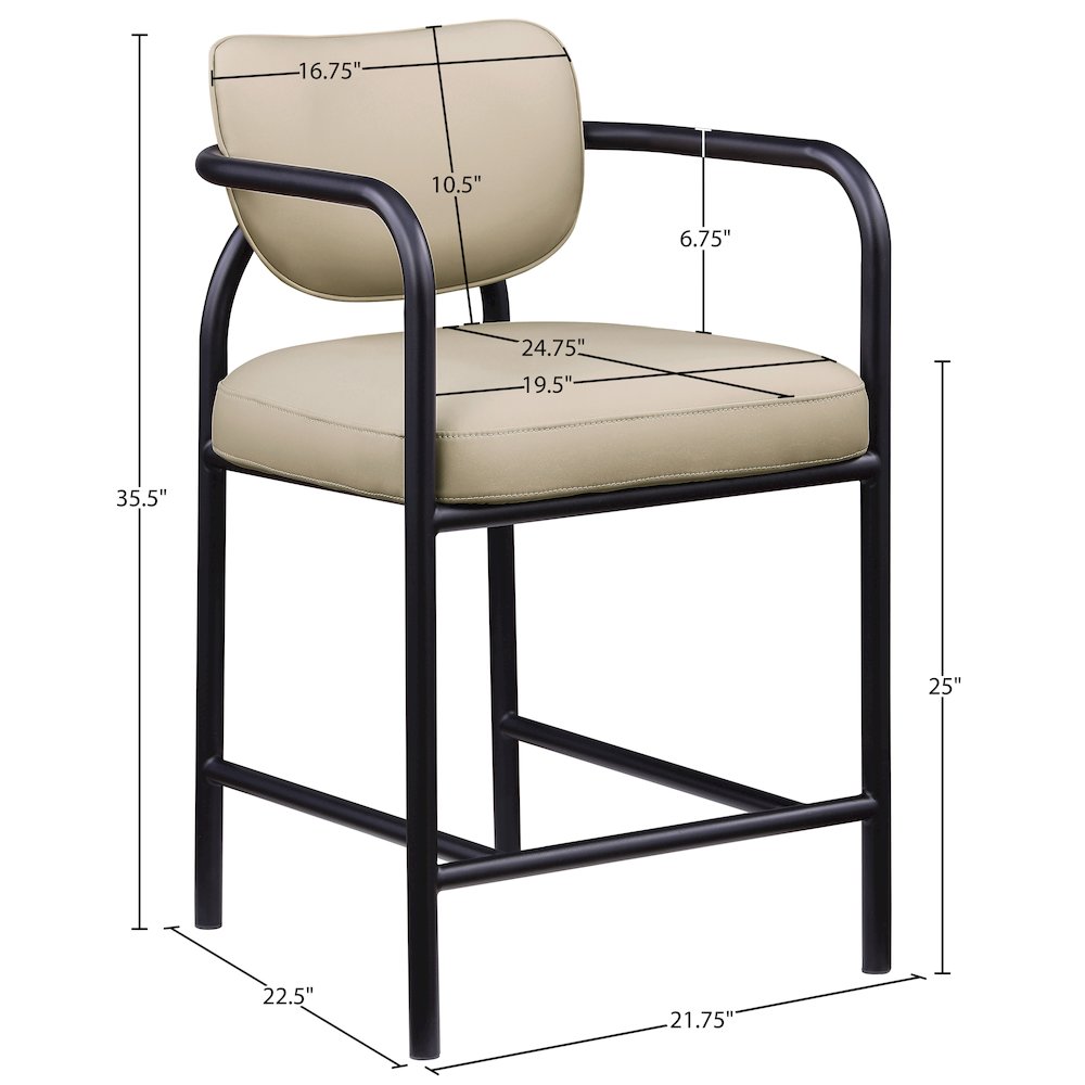 Serava Beige Vegan Leather Upholstered Counter Stool