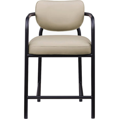 Serava Beige Vegan Leather Upholstered Counter Stool