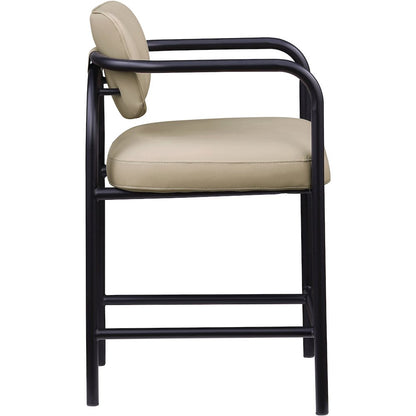 Serava Beige Vegan Leather Upholstered Counter Stool