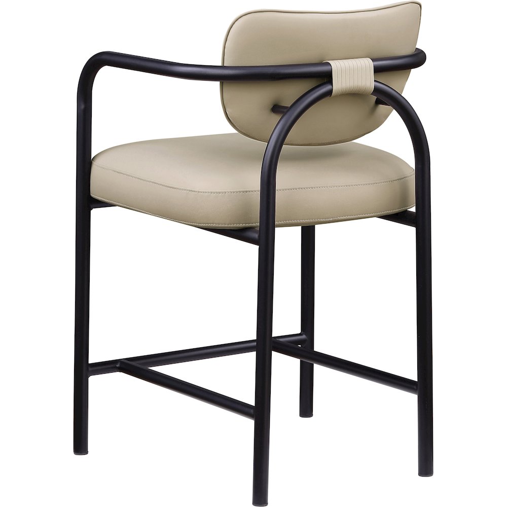 Serava Beige Vegan Leather Upholstered Counter Stool