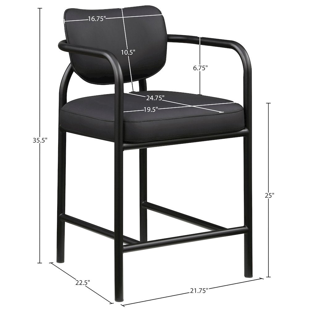 Serava Black Vegan Leather Upholstered Counter Stool