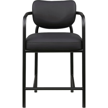 Serava Black Vegan Leather Upholstered Counter Stool