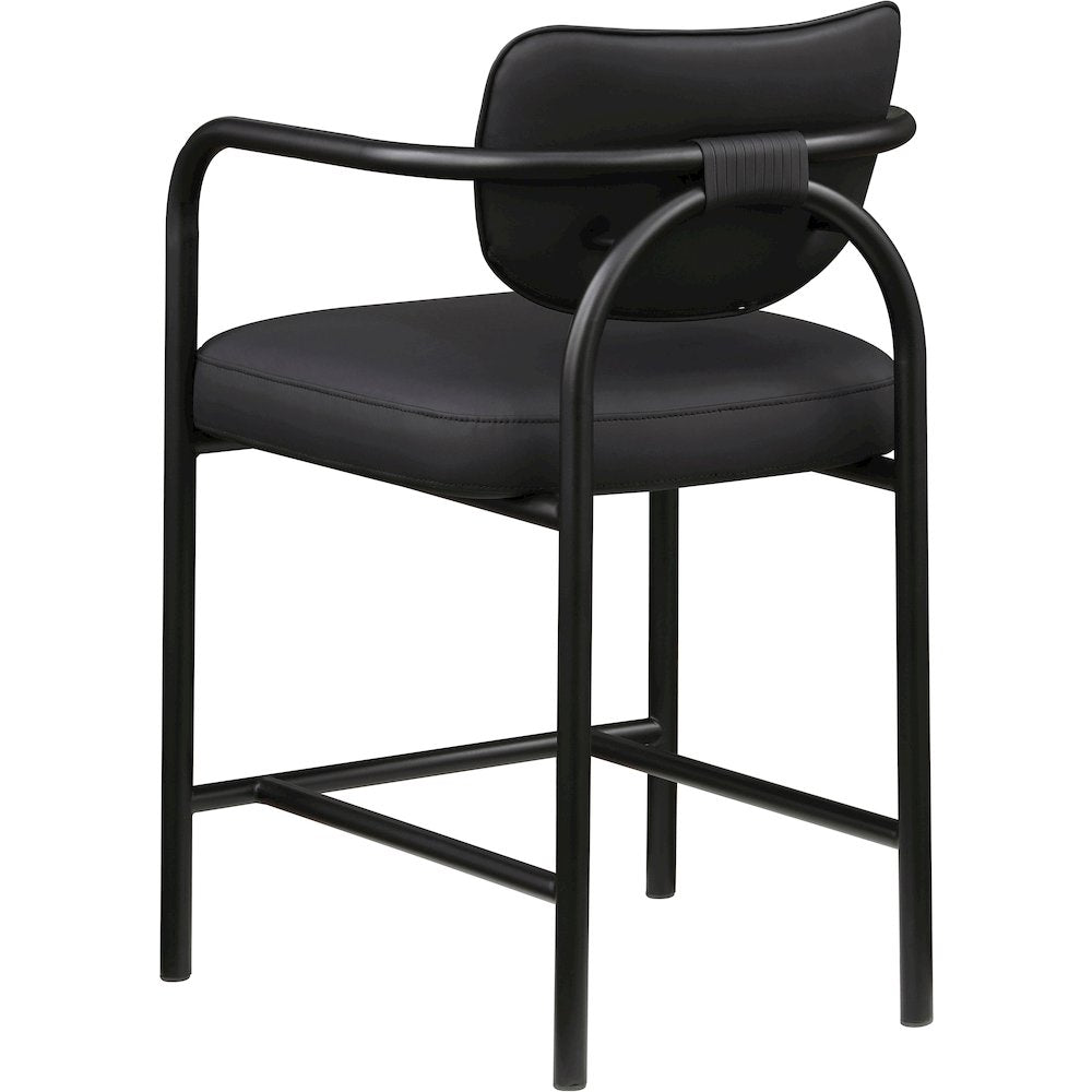 Serava Black Vegan Leather Upholstered Counter Stool
