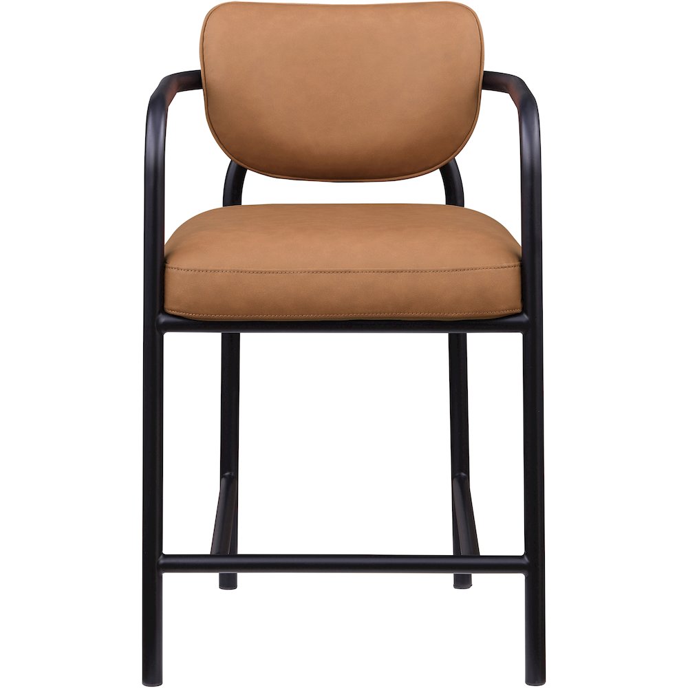 Serava Cognac Vegan Leather Upholstered Counter Stool
