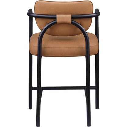 Serava Cognac Vegan Leather Upholstered Counter Stool